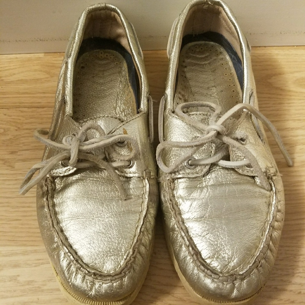 Vintage Metallic Gold Sperry Topsiders
